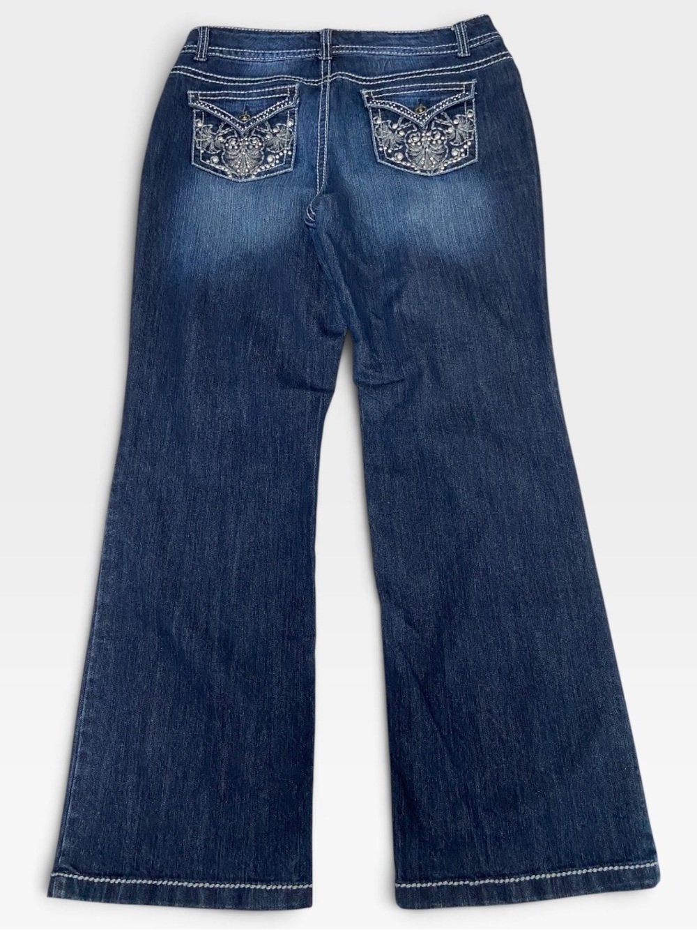 Nine West 35x30 Inch Embellished Pocket Blue Jeans Women’s 14